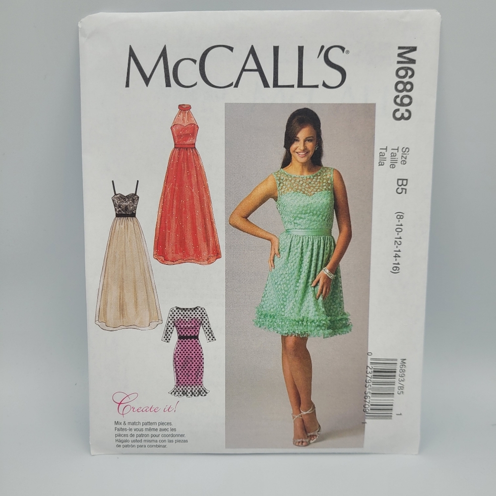 UNCUT McCall's M6893 Create it! Formal Dresses Sewing Pattern